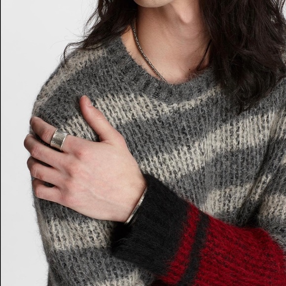 John Varvatos JACQUARD STRIPE SWEATER. Size small. $548 - Picture 3 of 9